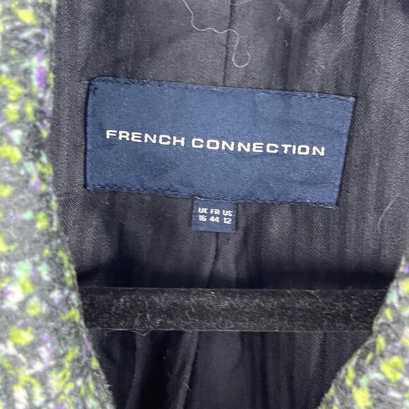 French Connection Pea Coat Size 12 Multicolor Long Sleeve Double Breaster Lined - Picture 5 of 12